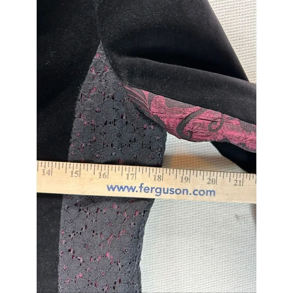 D studio Gothic Velvet Blazer Size 8 Black & Burgundy Y2K Victorian Jacket - Picture 8 of 15